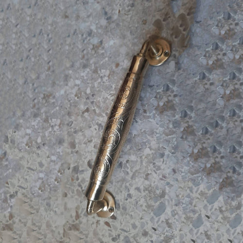 MyTindy Engraved Brass Towel Bar for Bathroom - Handmade Moroccan Towel Rod