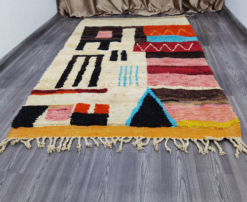 MyTindy Exquisite Boujaad Moroccan Rug - Handcrafted Berber Wool Tapestry for Elegant Home Decor