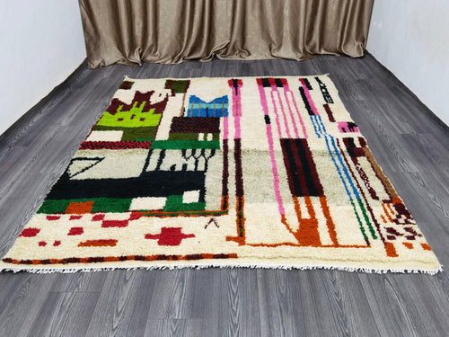 MyTindy Exquisite Berber Wool Boujaad Rug - Handcrafted Moroccan Tapestry for Elegant Home Decoration