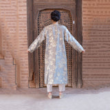 MyTindy Floral Embroidered Organza Silk Coat Kaftan, view 2