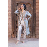 MyTindy Floral Embroidered Organza Silk Coat Kaftan, view 5