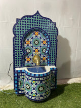 MyTindy Fountain with colorful small mosaic, water inside fountain, Moroccan Mosaic Fountain, terrace Indoor Decor., view 2
