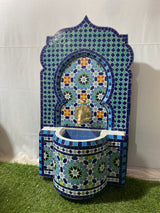 MyTindy Fountain with colorful small mosaic, water inside fountain, Moroccan Mosaic Fountain, terrace Indoor Decor., view 3