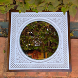 MyTindy Framed Hand-Carved Moroccan Plaster Wall Mirror, Floral Design, view 4
