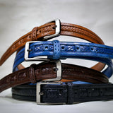 MyTindy Genuine brown plaited leather belt for men, view 2