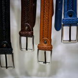 MyTindy Genuine brown plaited leather belt for men, view 4