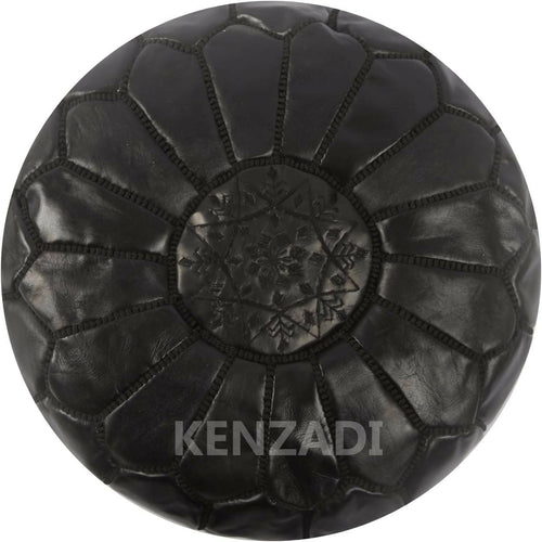MyTindy Genuine Leather Ottoman Pouf Cover Hand Stitched in Marrakech by Moroccan Artisans, Footstool, UNSTUFFED