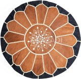 MyTindy Genuine Leather Ottoman Pouf Cover Hand Stitched in Marrakech by Moroccan Artisans, Footstool, UNSTUFFED, view 2