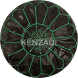 MyTindy Genuine Leather Ottoman Pouf Cover Hand Stitched in Marrakech by Moroccan Artisans, Footstool, UNSTUFFED, view 3