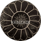 MyTindy Genuine Leather Ottoman Pouf Cover Hand Stitched in Marrakech by Moroccan Artisans, Footstool, UNSTUFFED, view 4