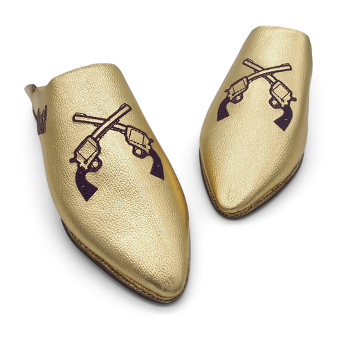 MyTindy GEORGE BOOSH GOLD Leather Moroccan Slippers