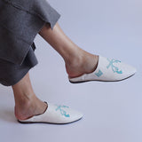 MyTindy GEORGE BOOSH WHITE Leather Moroccan Slippers, view 4