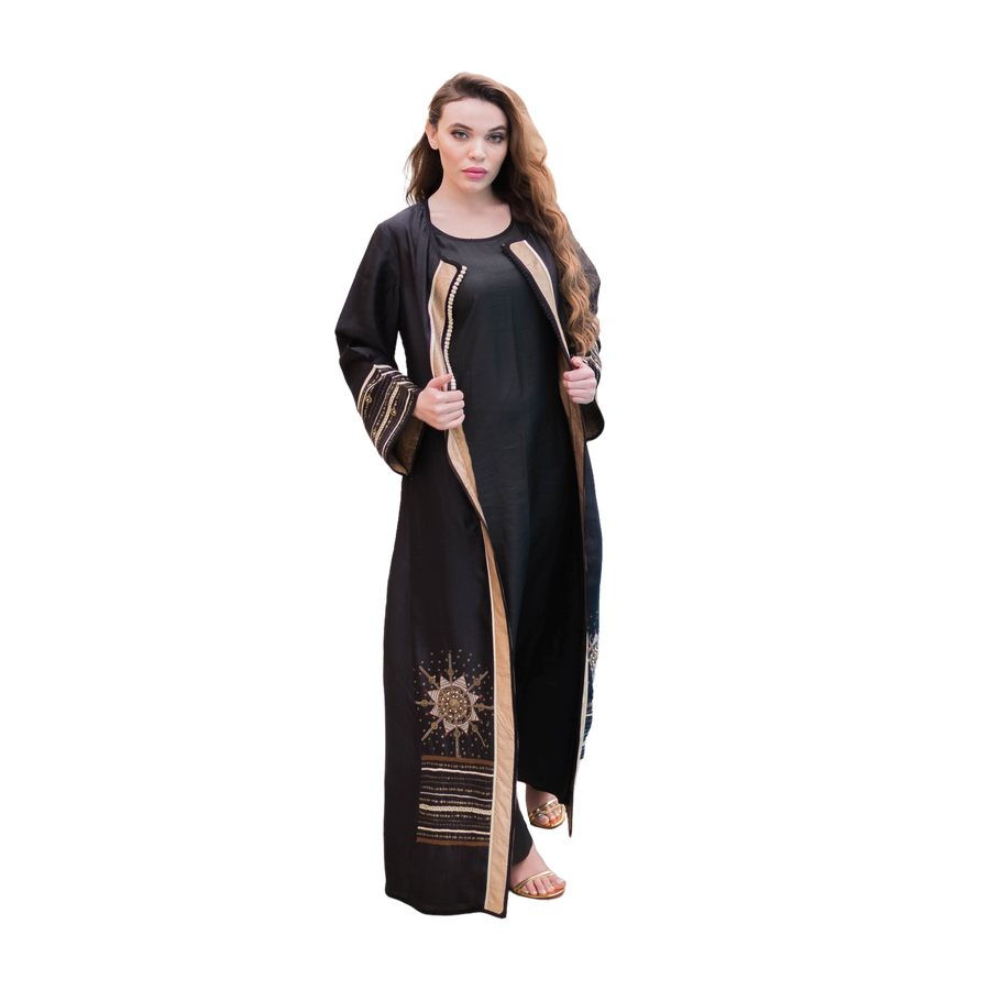 MyTindy Gold and Black Kaftan Coat