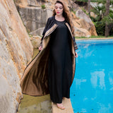 MyTindy Gold and Black Kaftan Coat, view 3