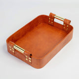 MyTindy Golden Handles Leather Tray, view 3