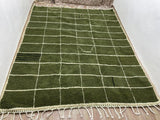 MyTindy Green Handmade rug, Berber style wool rug from Morocco, Modern rug, Green Checkered Rug, view 4