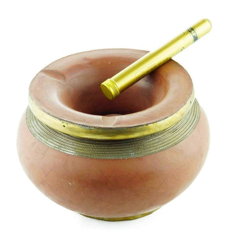 MyTindy Large Brown Moroccan Ashtray in Terracotta and Wrought Iron Trita