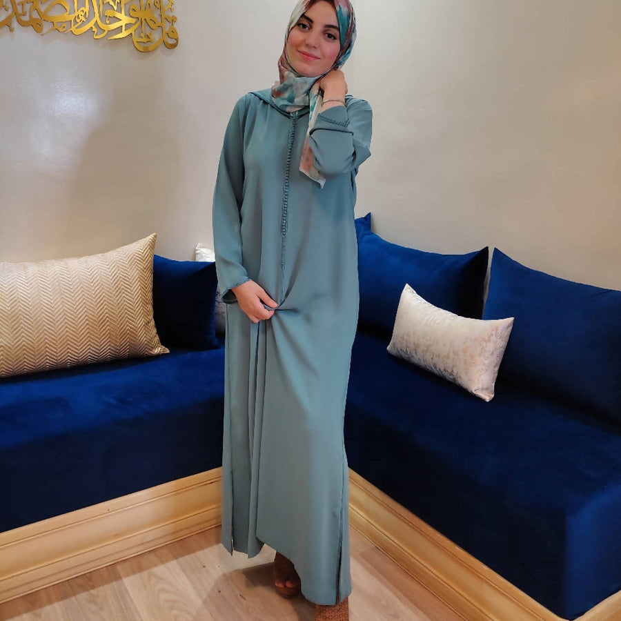 MyTindy Green Crepe Fabric Djellaba