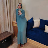 MyTindy Green Crepe Fabric Djellaba, view 4