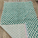 MyTindy Green Handmade Rug, Green Checkered Rug - Berber style wool rug from Morocco - Modern rug, view 4