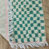 MyTindy Green Handmade Rug, Green Checkered Rug - Berber style wool rug from Morocco - Modern rug, view 6