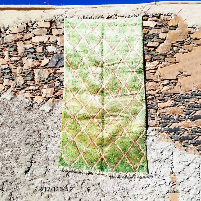 MyTindy Green Checkers Moroccan Carpet
