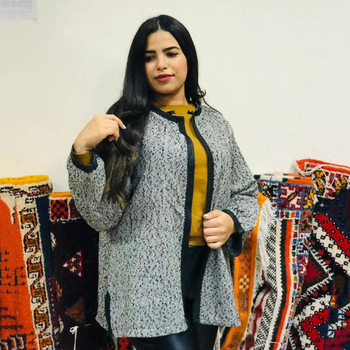 MyTindy Grey and Black Moroccan Winter Tunic