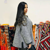 MyTindy Grey and Black Moroccan Winter Tunic, view 3