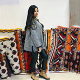 MyTindy Grey and Black Moroccan Winter Tunic, view 4