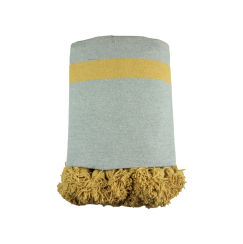 MyTindy Grey and Mustard Yellow Moroccan Blanket