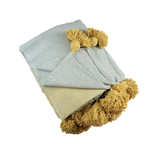 MyTindy Grey and Mustard Yellow Moroccan Blanket, view 2