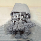 MyTindy Grey Moroccan Pom-pom Blanket, view 2