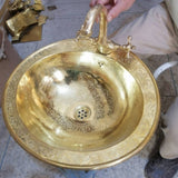 MyTindy Hammered Copper Moroccan Sink - Gold finish, view 2