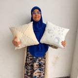MyTindy Hand-Embroidered Coastal Sea Life Cushion – Starfish & Shells Design on White Fabric, view 2