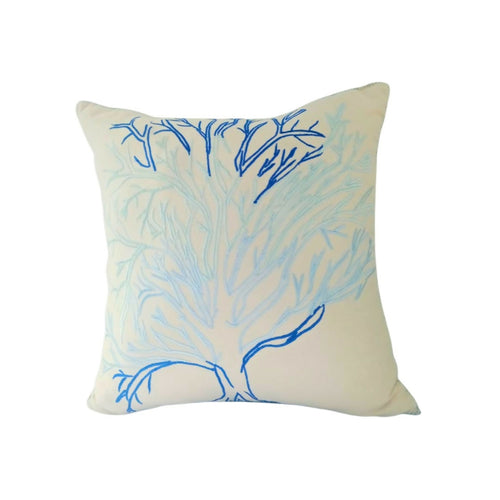MyTindy Hand-Embroidered Moroccan Decorative Pillow โ Blue Tree of Life Cushion Cover