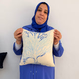 MyTindy Hand-Embroidered Moroccan Decorative Pillow – Blue Tree of Life Cushion Cover, view 2