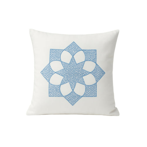 MyTindy Handcrafted Moroccan "Zellige" Pillow – Natural Fiber Embroidery – 16x16" (40x40cm)