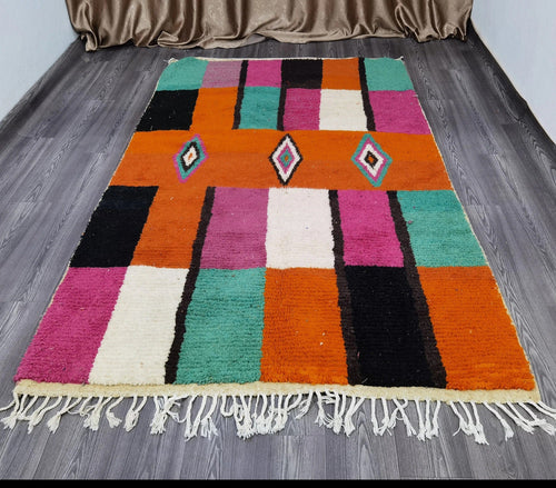 MyTindy Handmade Boujaad Moroccan Rug - Authentic Berber Wool Carpet for Stylish Home Decor