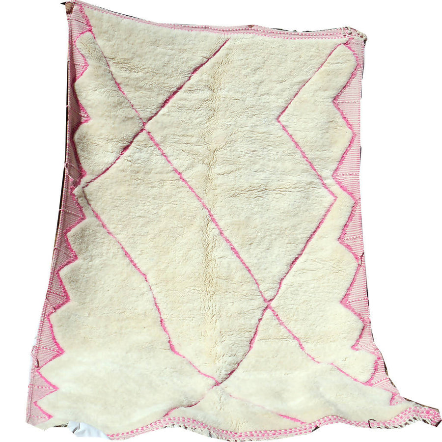 MyTindy Moroccan Beni Ourain White & Pink Rug