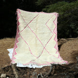 MyTindy Moroccan Beni Ourain White & Pink Rug, view 2