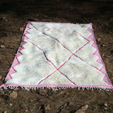 MyTindy Moroccan Beni Ourain White & Pink Rug, view 3
