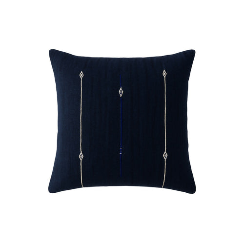 MyTindy Indigo Artisan Hand-Loomed Cushion Cover | Minimalist Tribal Diamond Embroidery