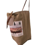 MyTindy Khaki Linen Tote Bag Kasbah Ait Ben Haddou, view 2