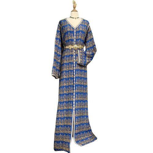 MyTindy Laila Blue and Gold Royal Moroccan Kaftan