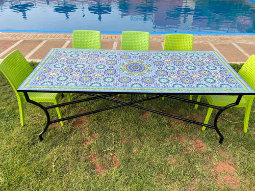 MyTindy Large dining table for outdoor & indoor made from mosaic , Summer mosaic Table 100% handcrafted, included shipping