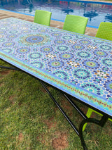 MyTindy Large dining table for outdoor & indoor made from mosaic , Summer mosaic Table 100% handcrafted, included shipping, view 5