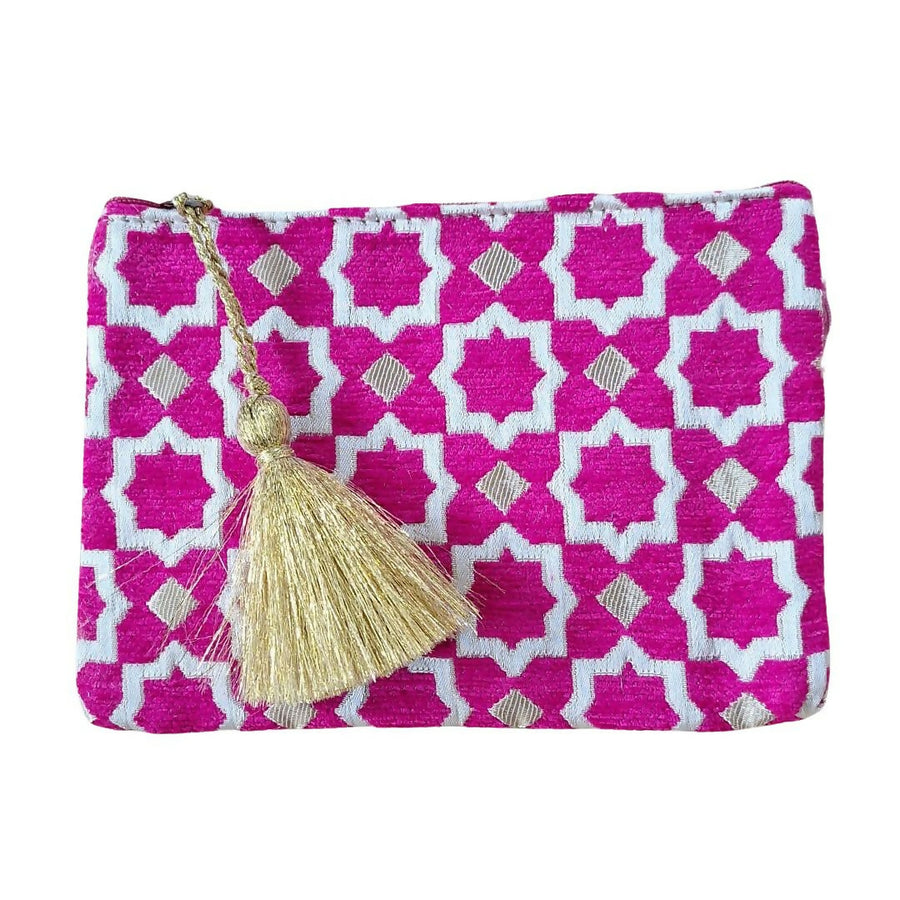 MyTindy Large pink Moroccan clutch bag