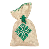 MyTindy Lavender Hand-embroidered burlap purse in fasi embroidery, view 2