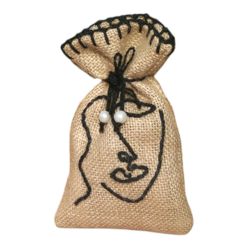 MyTindy Lavender Hand-embroidered burlap purse