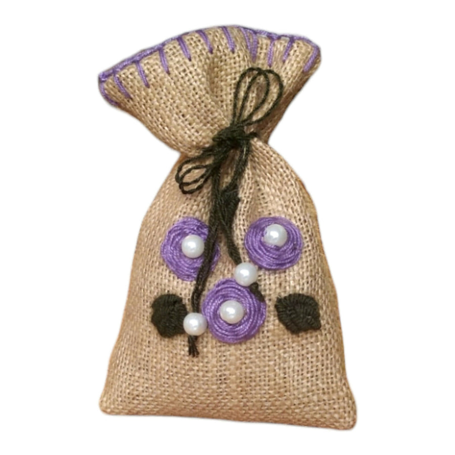 MyTindy Lavender Moroccan burlap pouch with lavender